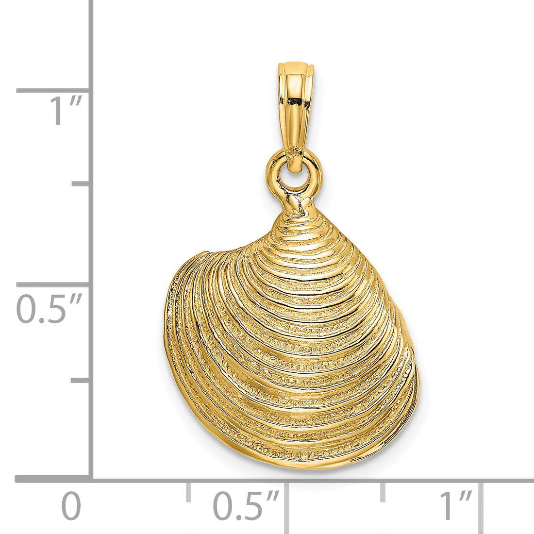 14K 3-D Textured Clam Shell Charm