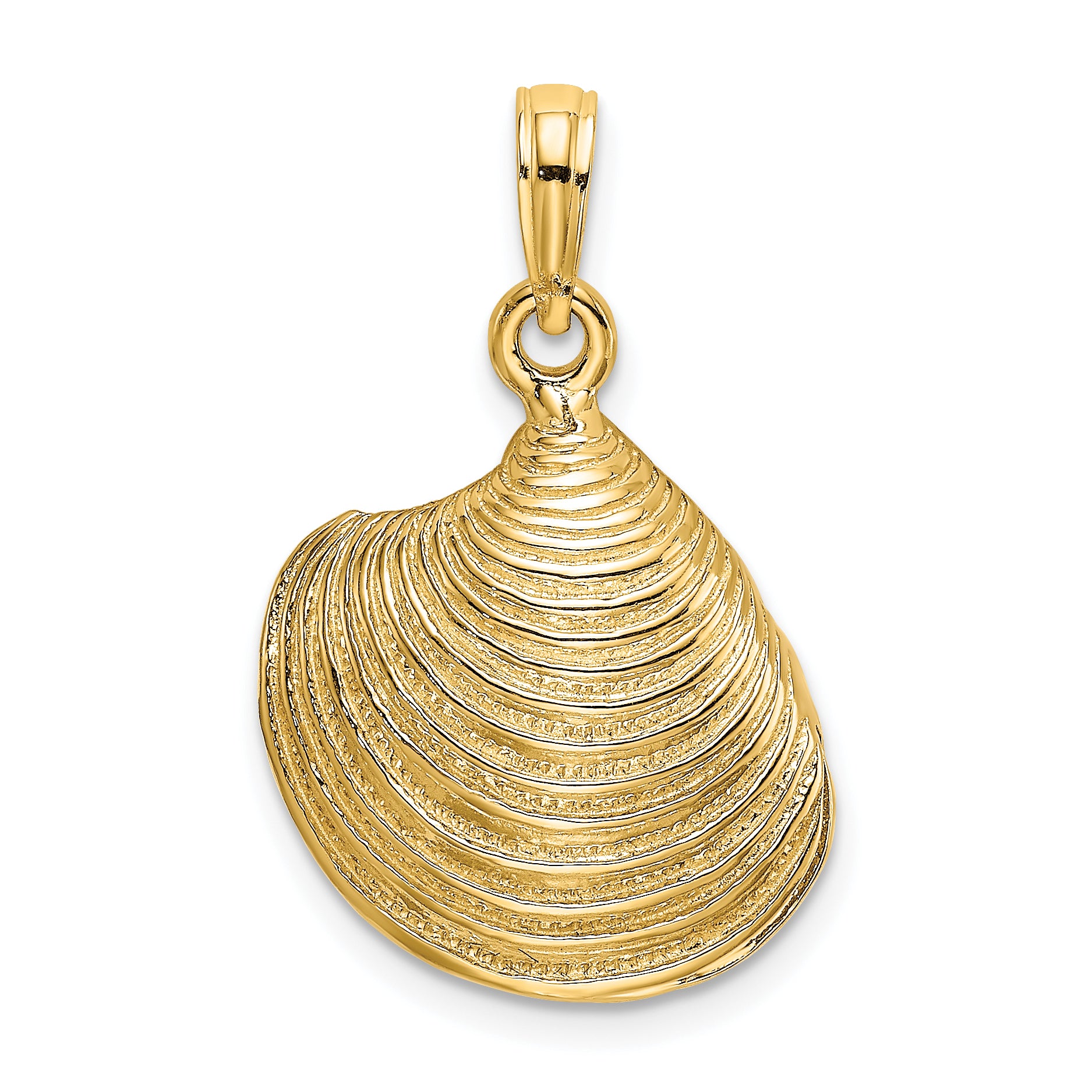 14K 3-D Textured Clam Shell Charm Main image