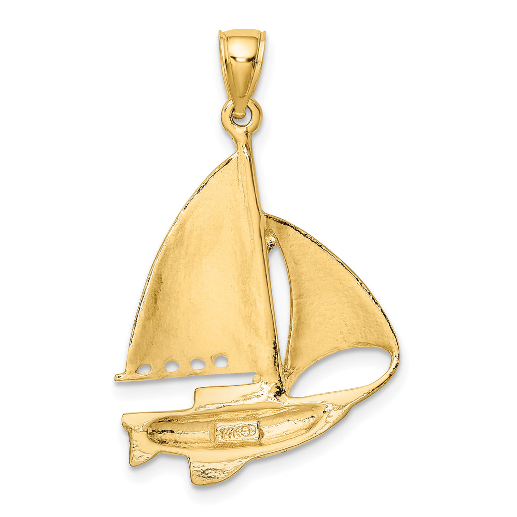 14K Polished Sailboat Charm