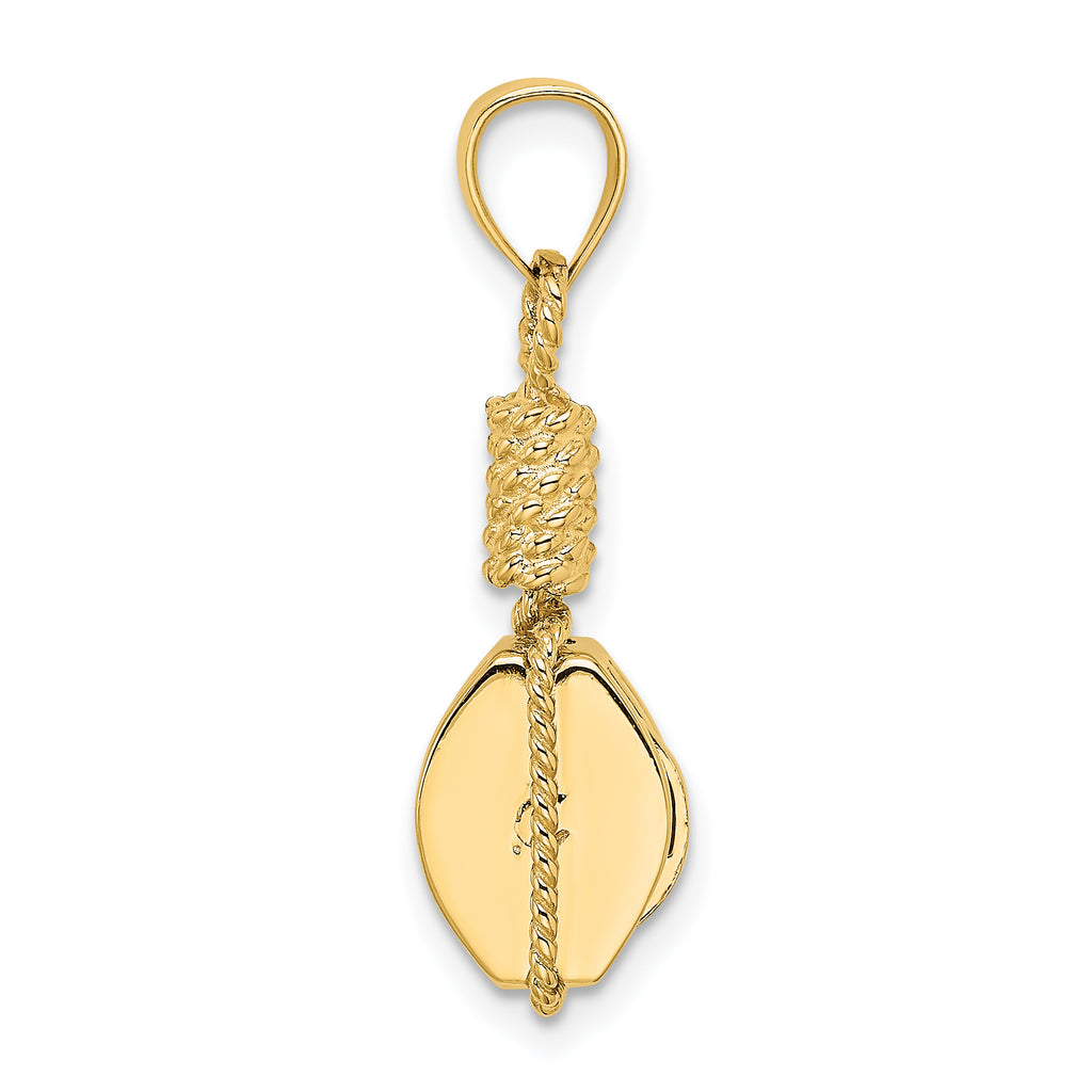 14K 3D Block Mariners Pulley Charm