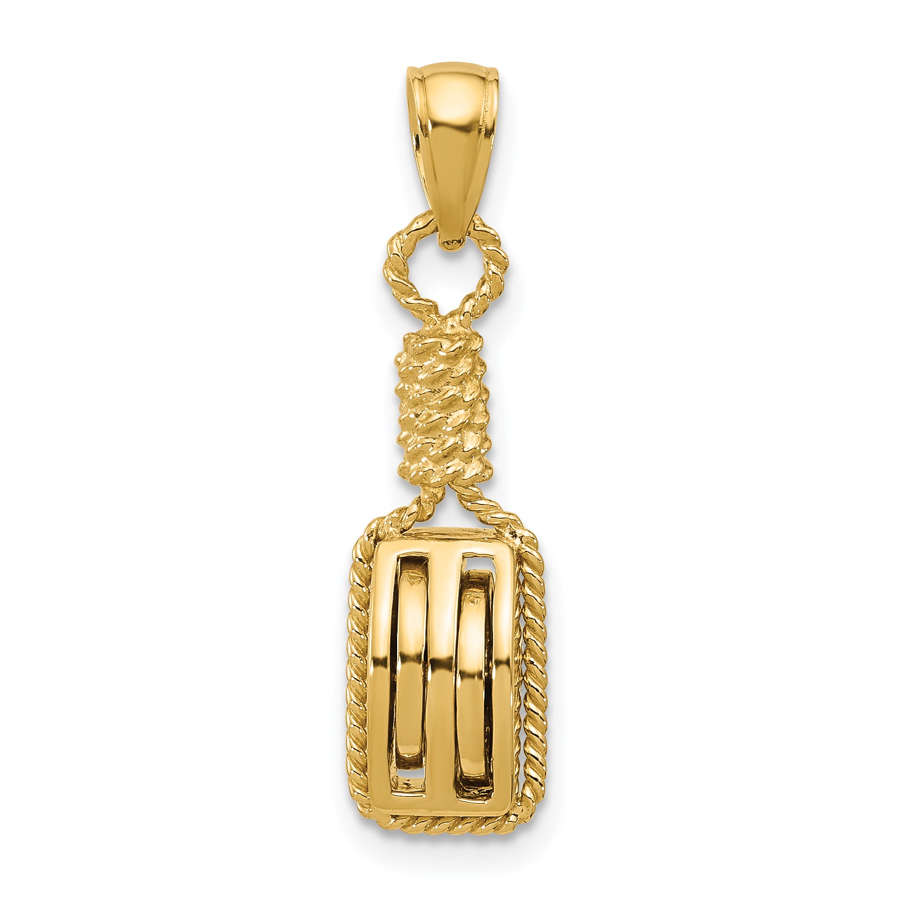 14K 3D Block Mariners Pulley Charm