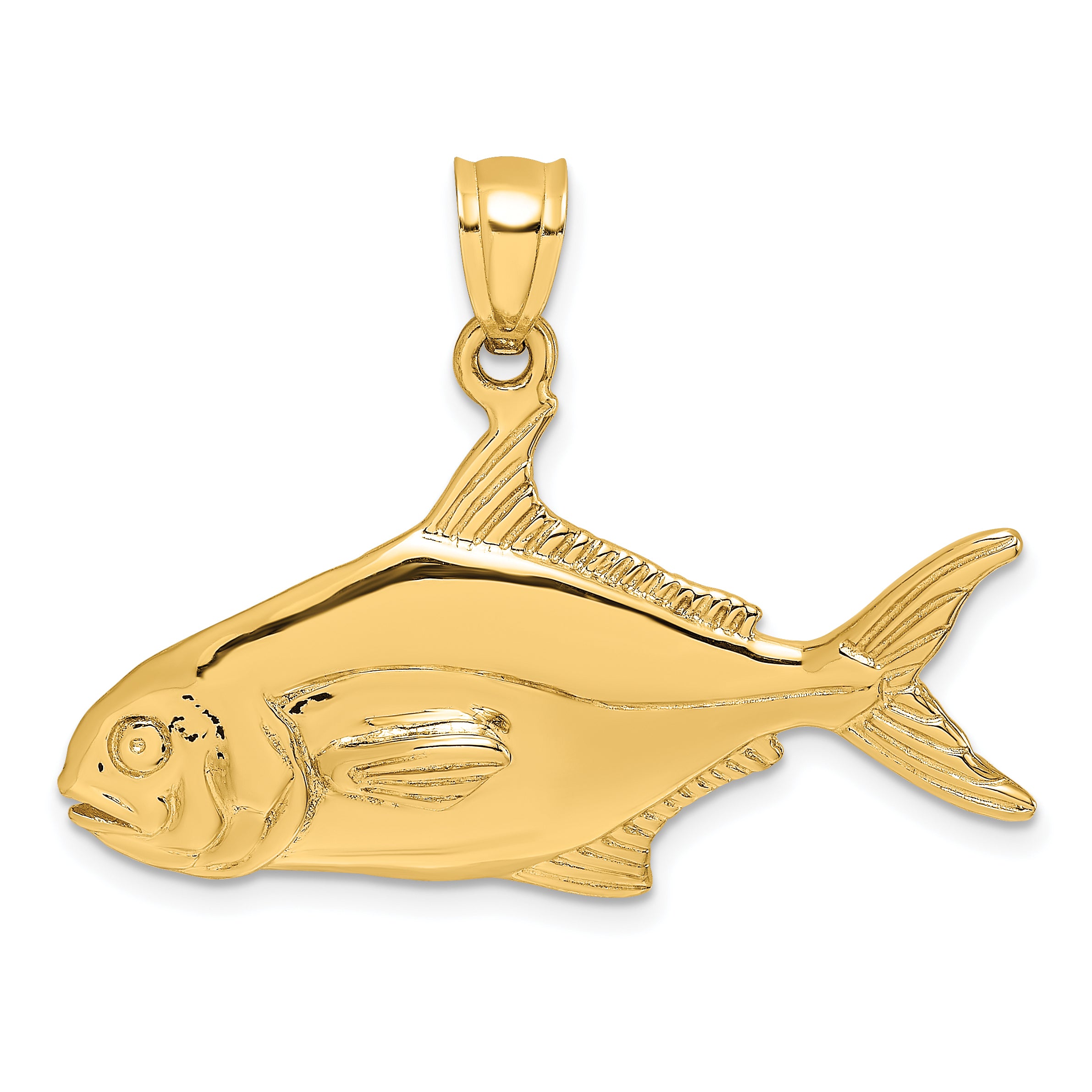 14K 3-D Polished Pompano Fish Charm Main image