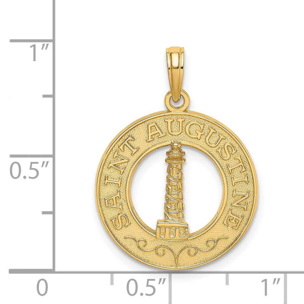 14K SAINT AUGUSTINE w/Lighthouse Circle Charm