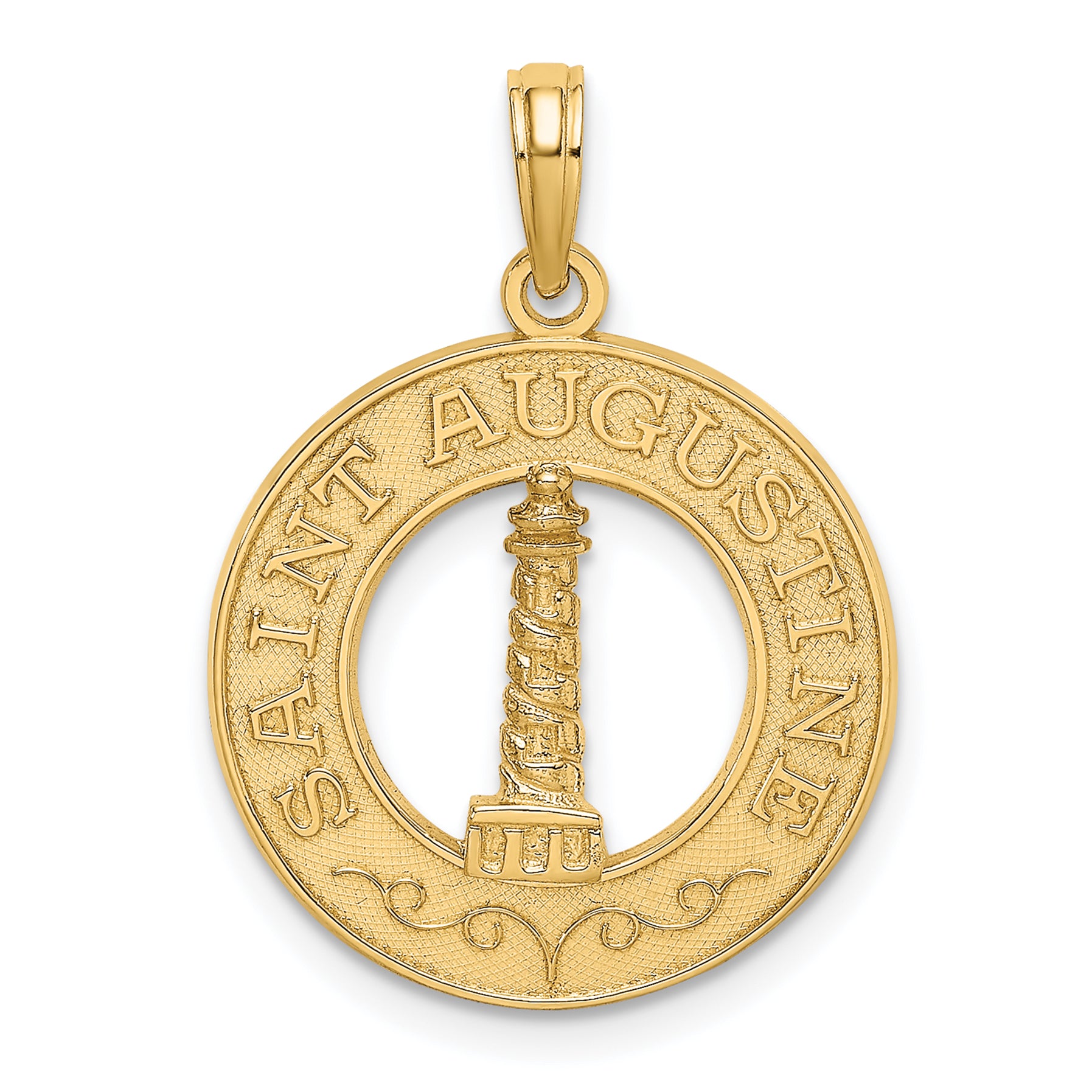 14K SAINT AUGUSTINE w/Lighthouse Circle Charm Main image