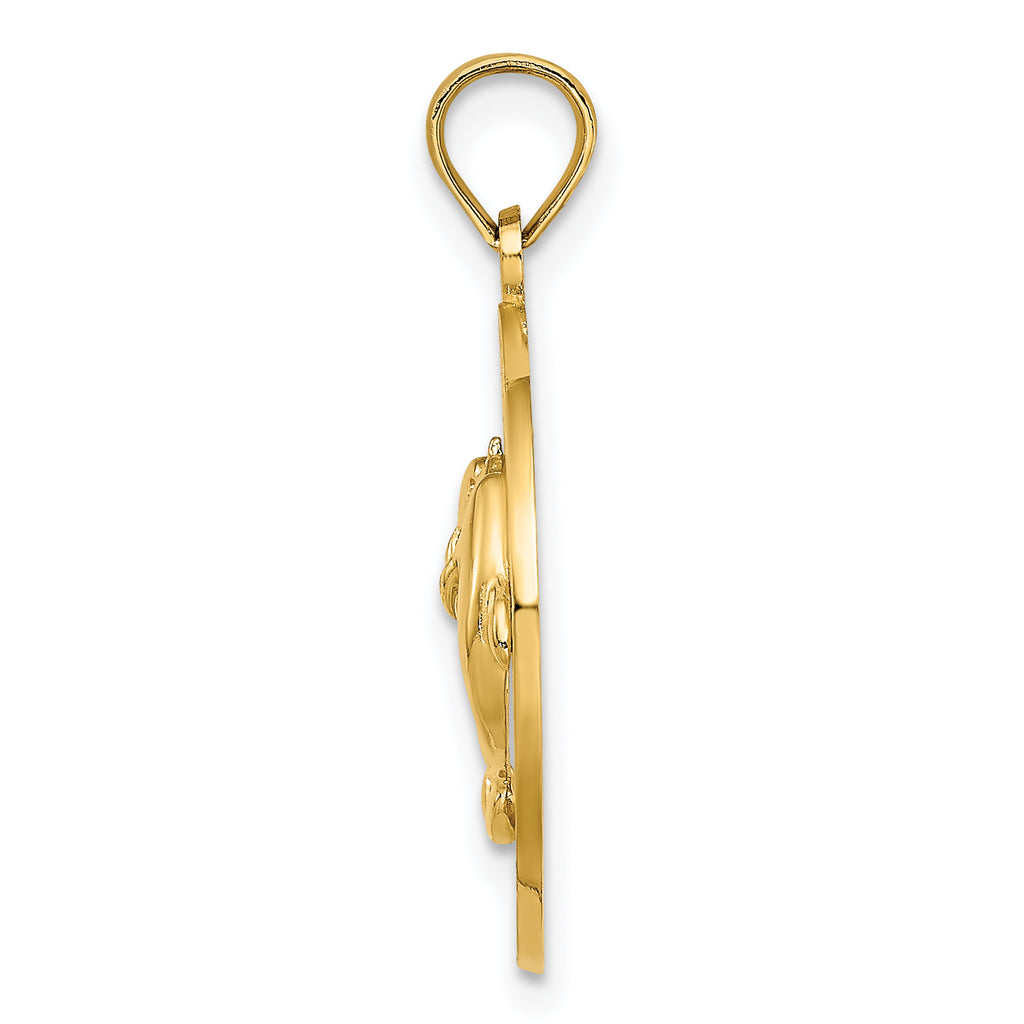 14K JAMAICA w/Dolphins Circle Charm