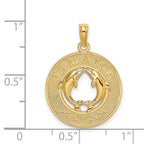 14K JAMAICA w/Dolphins Circle Charm