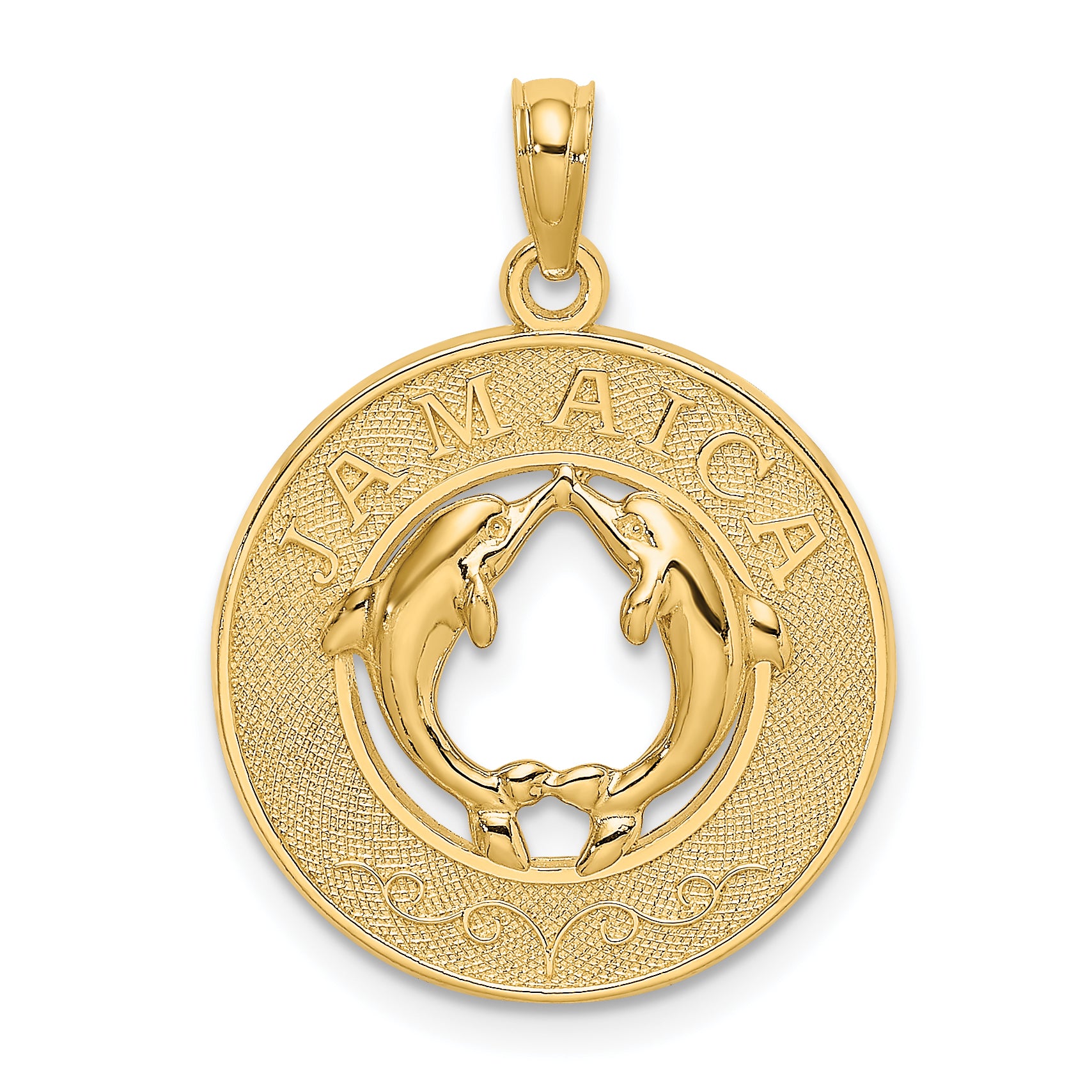 14K JAMAICA w/Dolphins Circle Charm Main image