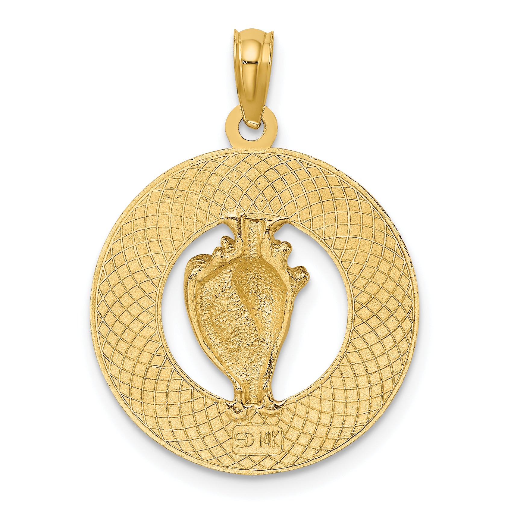 14K JAMAICA Circle w/ Conch Shell Charm