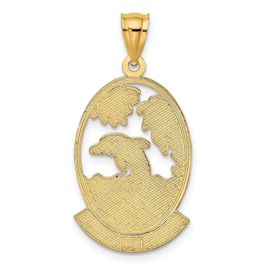 14K JAMAICA W/Dolphin Sunset Scene Charm
