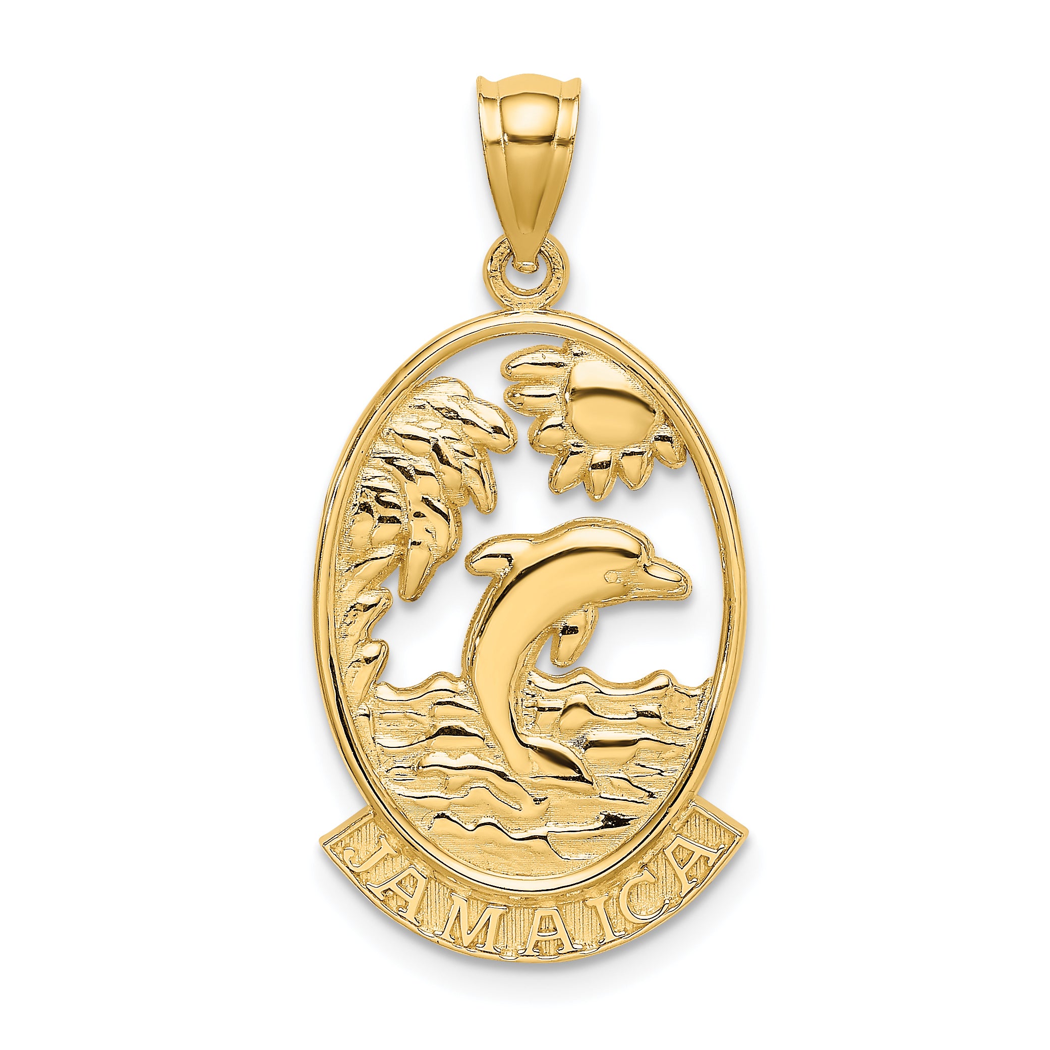 14K JAMAICA W/Dolphin Sunset Scene Charm Main image