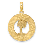 14K SAINT AUGUSTINE w/Palm Tree Circle Charm