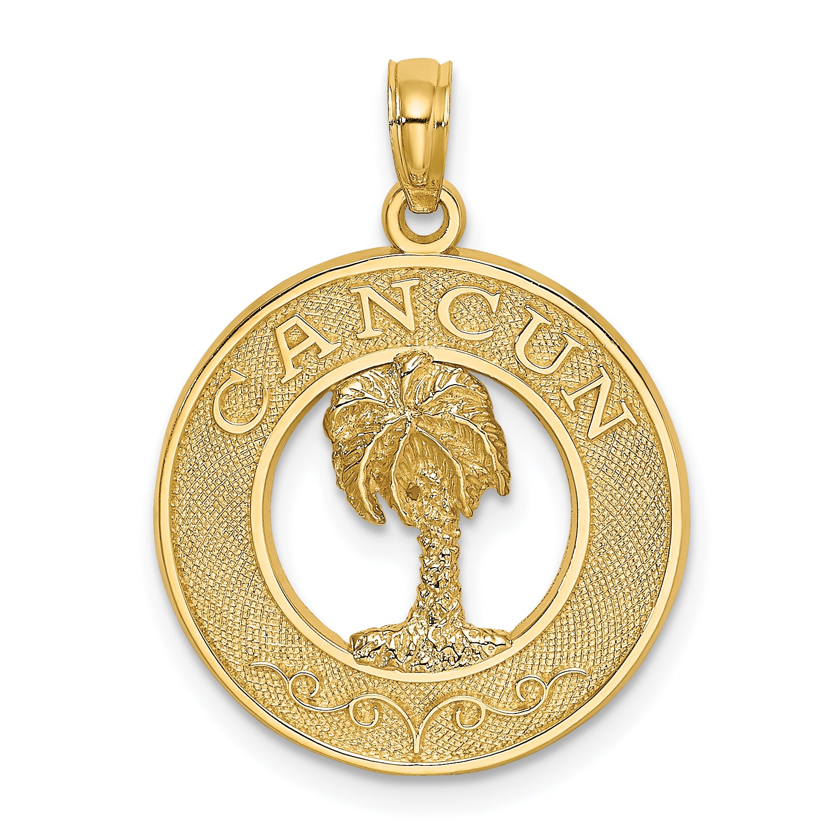 14K CANCUN w/Palm Tree Circle Charm Main image
