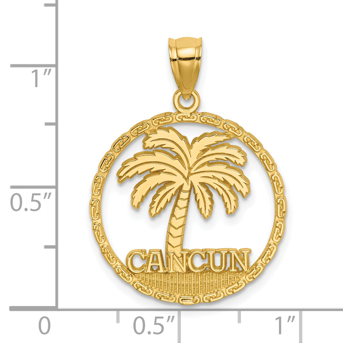 14K CANCUN Palm Tree Circle Charm Secondary image
