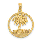 14K BAHAMAS Palm Tree Round Charm