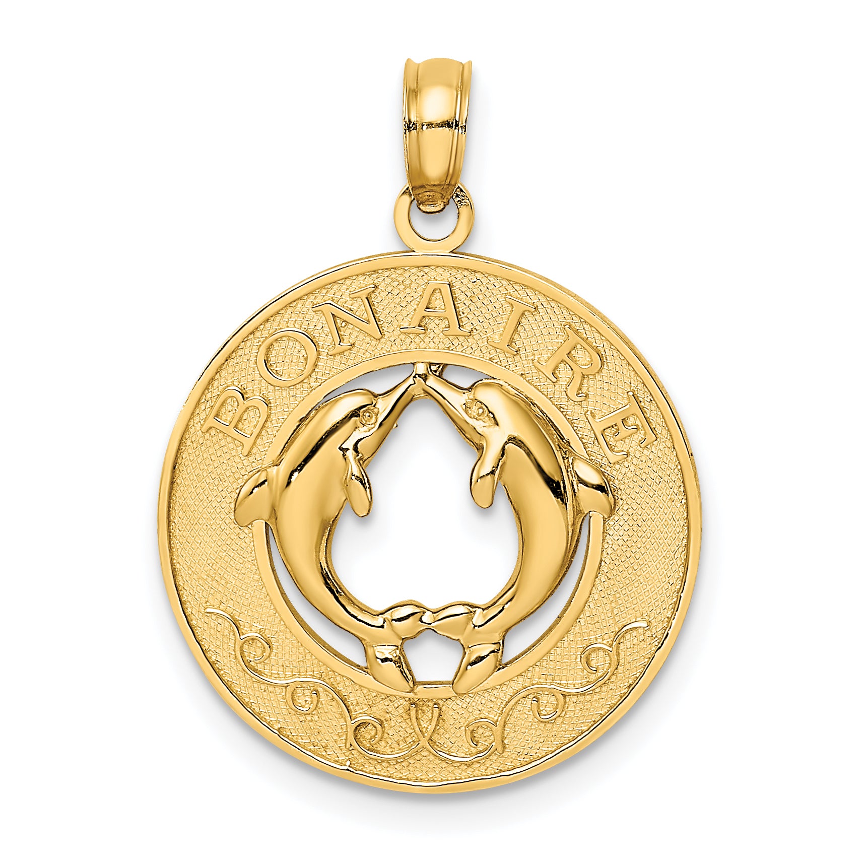 14K BONAIRE Circle w/ Dolphins Charm Main image
