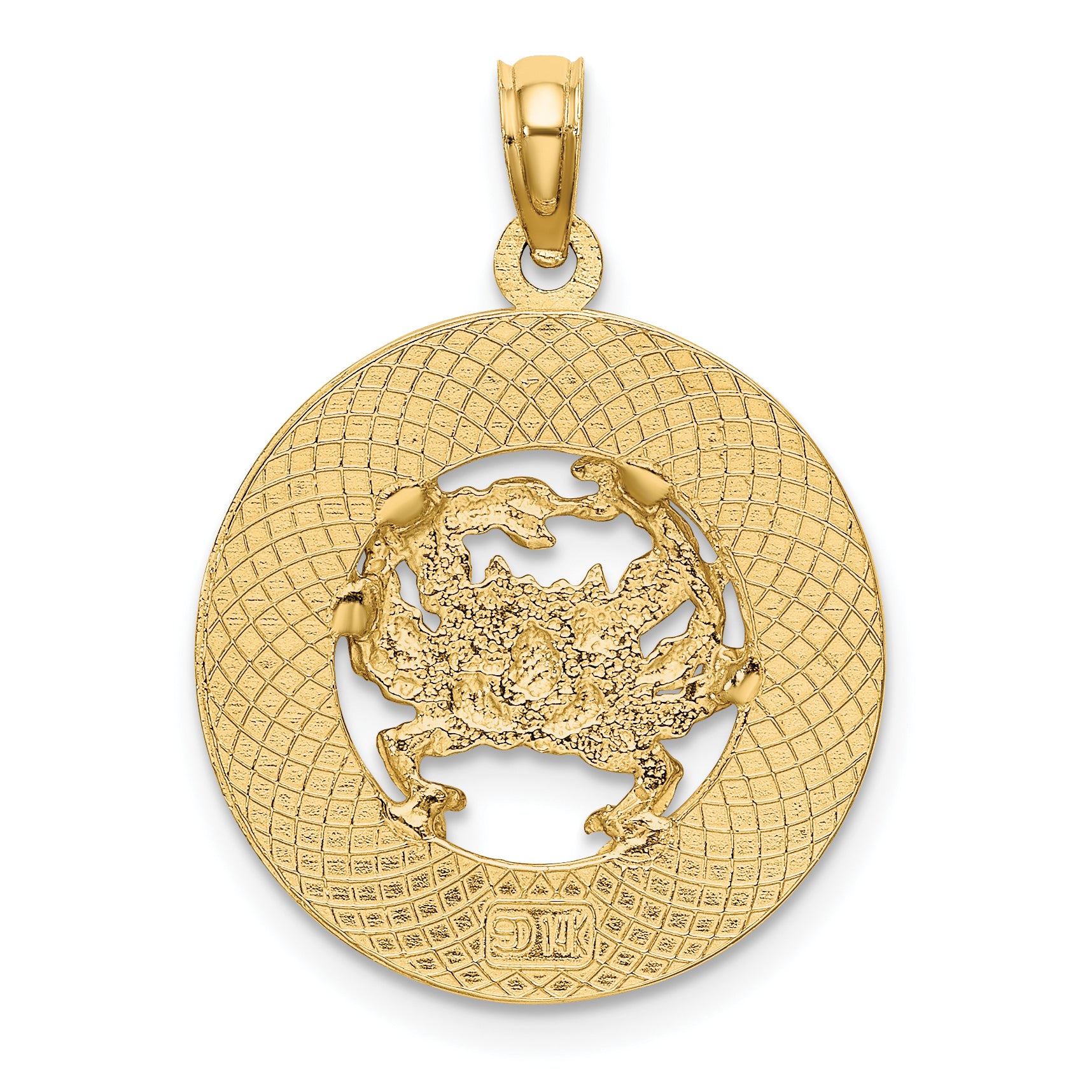 14K TURKS AND CAICOS Circle w/ Crab Charm