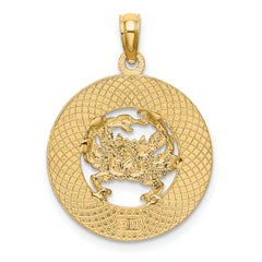 14K TURKS AND CAICOS Circle w/ Crab Charm
