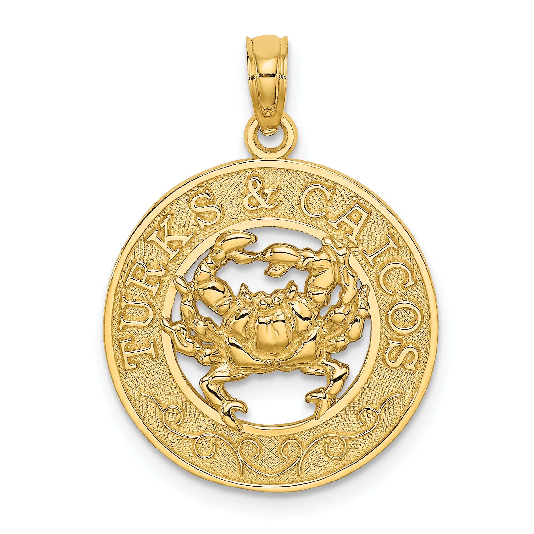 14K TURKS AND CAICOS Circle w/ Crab Charm Main image