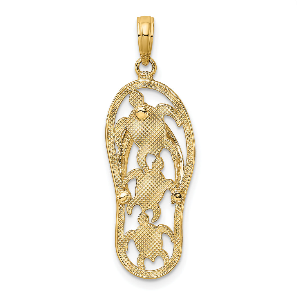 14K Triple Turtle Flip-Flop Charm