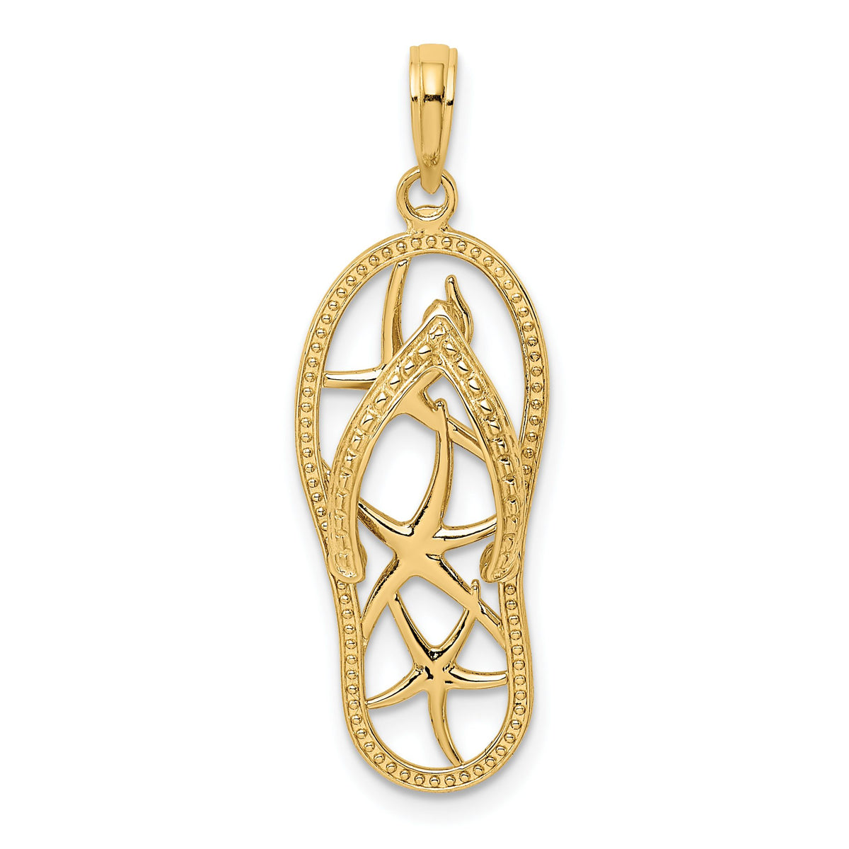 Multi Starfish Flip-Flop Charm in 14K Yellow Gold, 32mm - Sophia Jewelers Main image