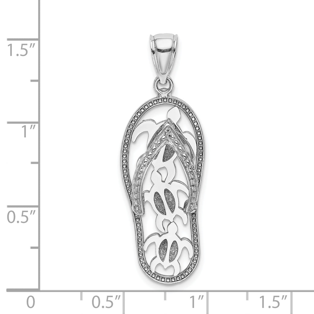 14K White Gold Triple Turtle Flip-Flop Charm