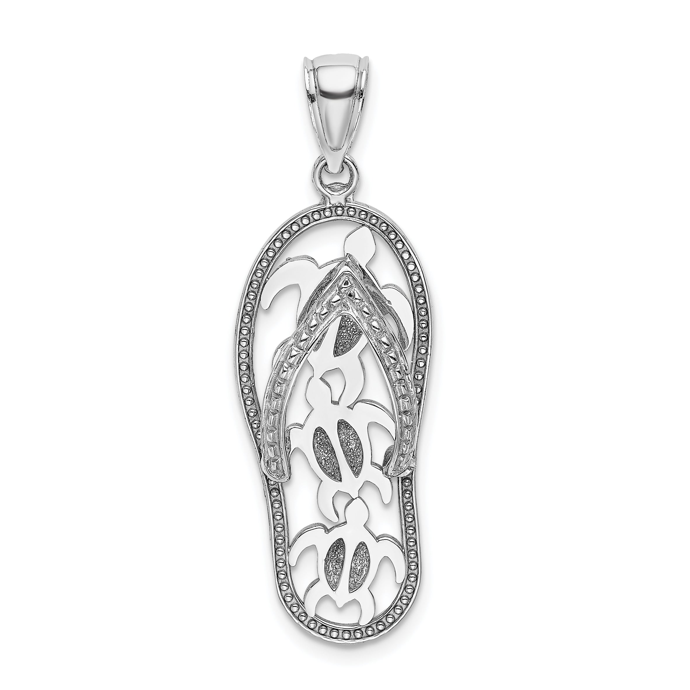 14K White Gold Triple Turtle Flip-Flop Charm Main image