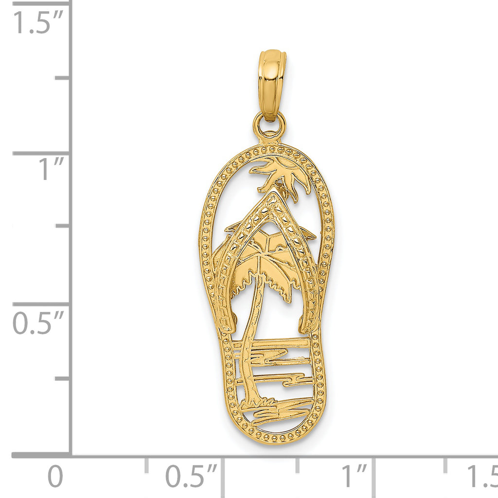 14K Palm Tree Flip and Flop Charm