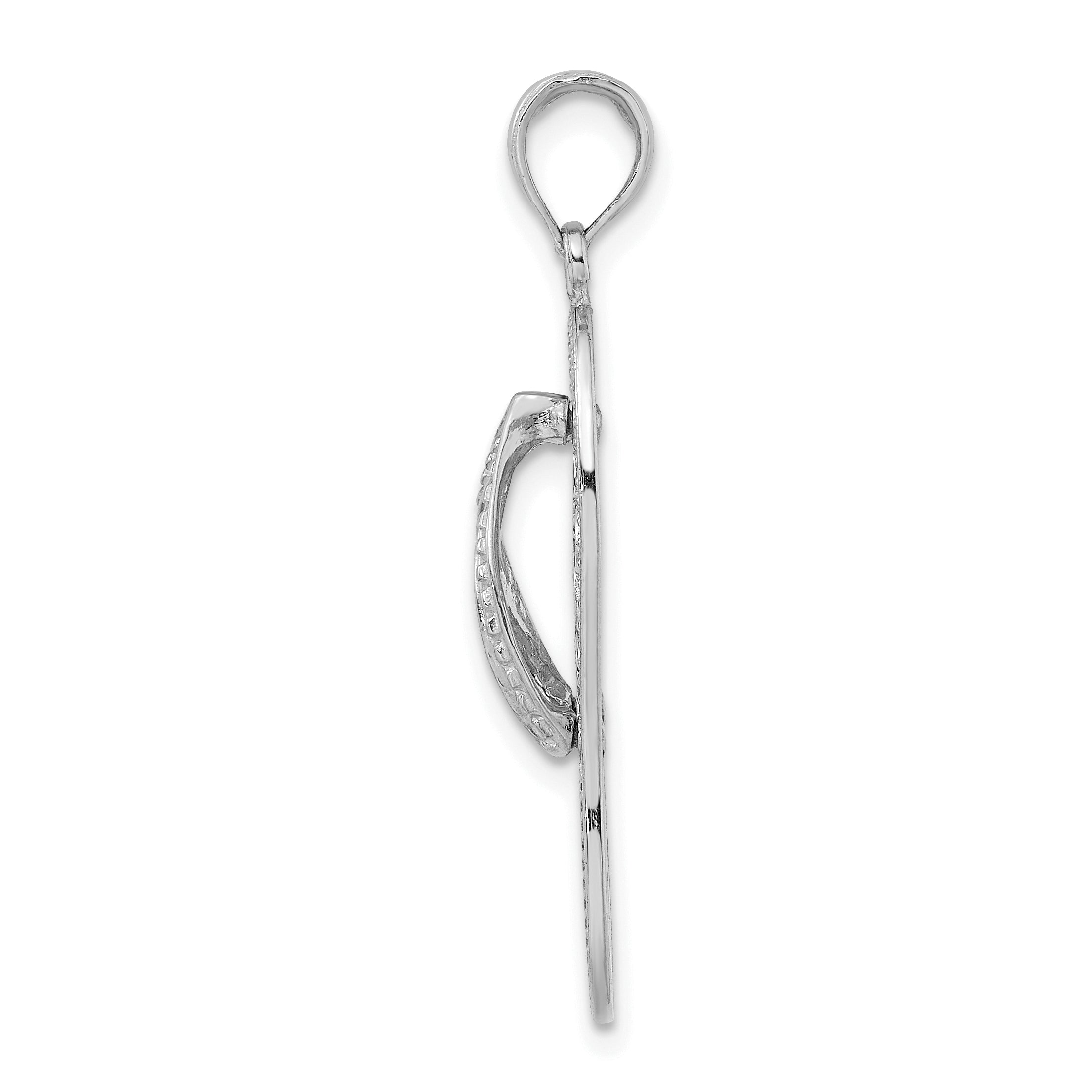 14K White Gold Polished Multi Flower Flip-Flop Charm Secondary image