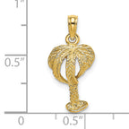14K 2-D Textured Palm Tree Charm