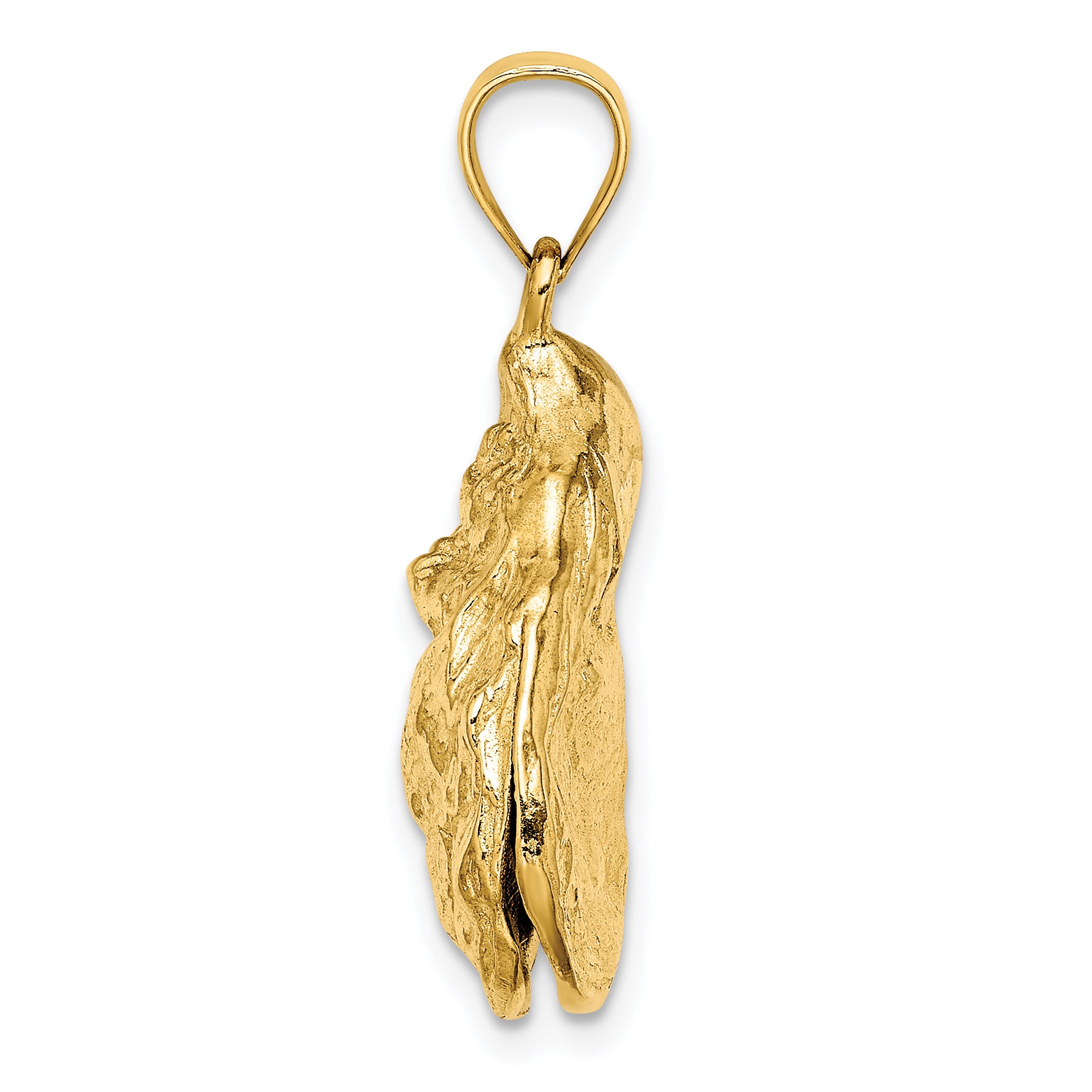 14K 3-D Textured Oyster Shell Charm Secondary image