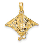 14K Spotted Eagle Ray with Holes Charm