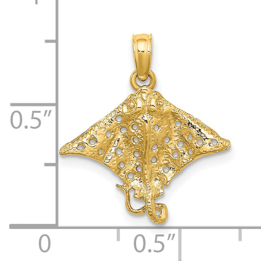 14K Spotted Eagle Ray with Holes Charm