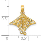 14K Spotted Eagle Ray with Holes Charm