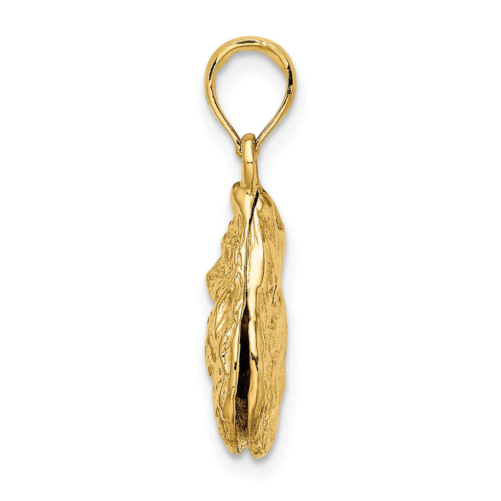 14K 3-D Textured Oyster Shell Charm