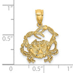14K Textured Crab Charm