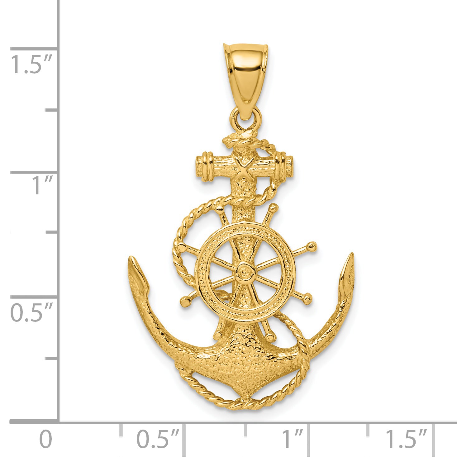 14K 2-D Anchor and Wheel Charm Secondary image