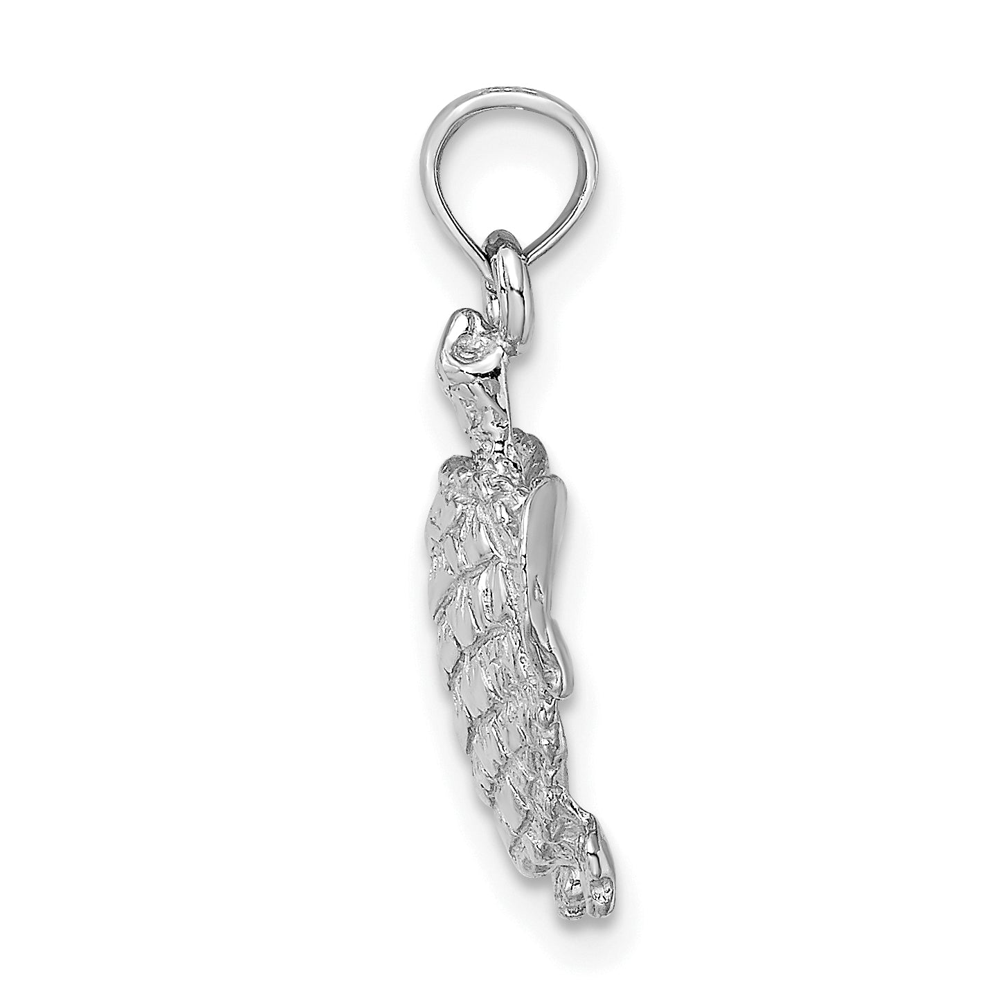 14K White Gold Textured Sea Turtle Charm Secondary image