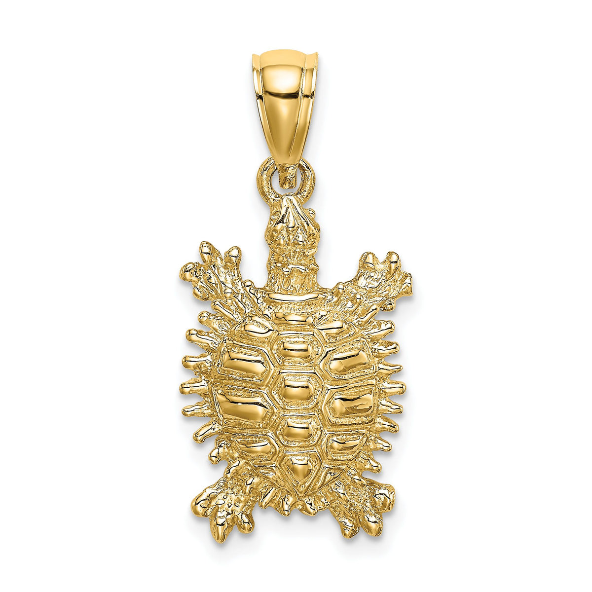 Land Turtle Charm in 14K Yellow Gold, 27mm Textured - Sophia Jewelers Main image