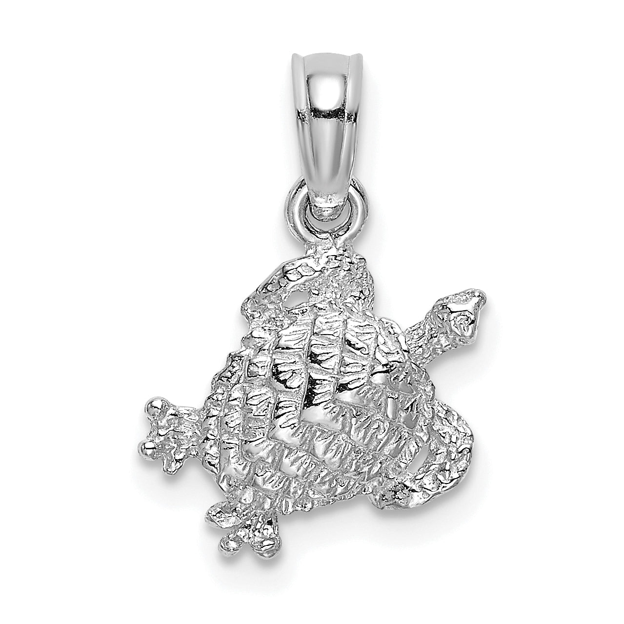 14K White Gold Textured Sea Turtle Charm Main image