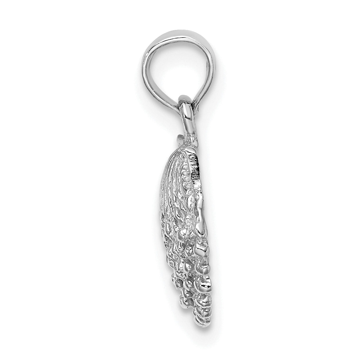 14K White Gold Textured Scallop Shell Charm Secondary image