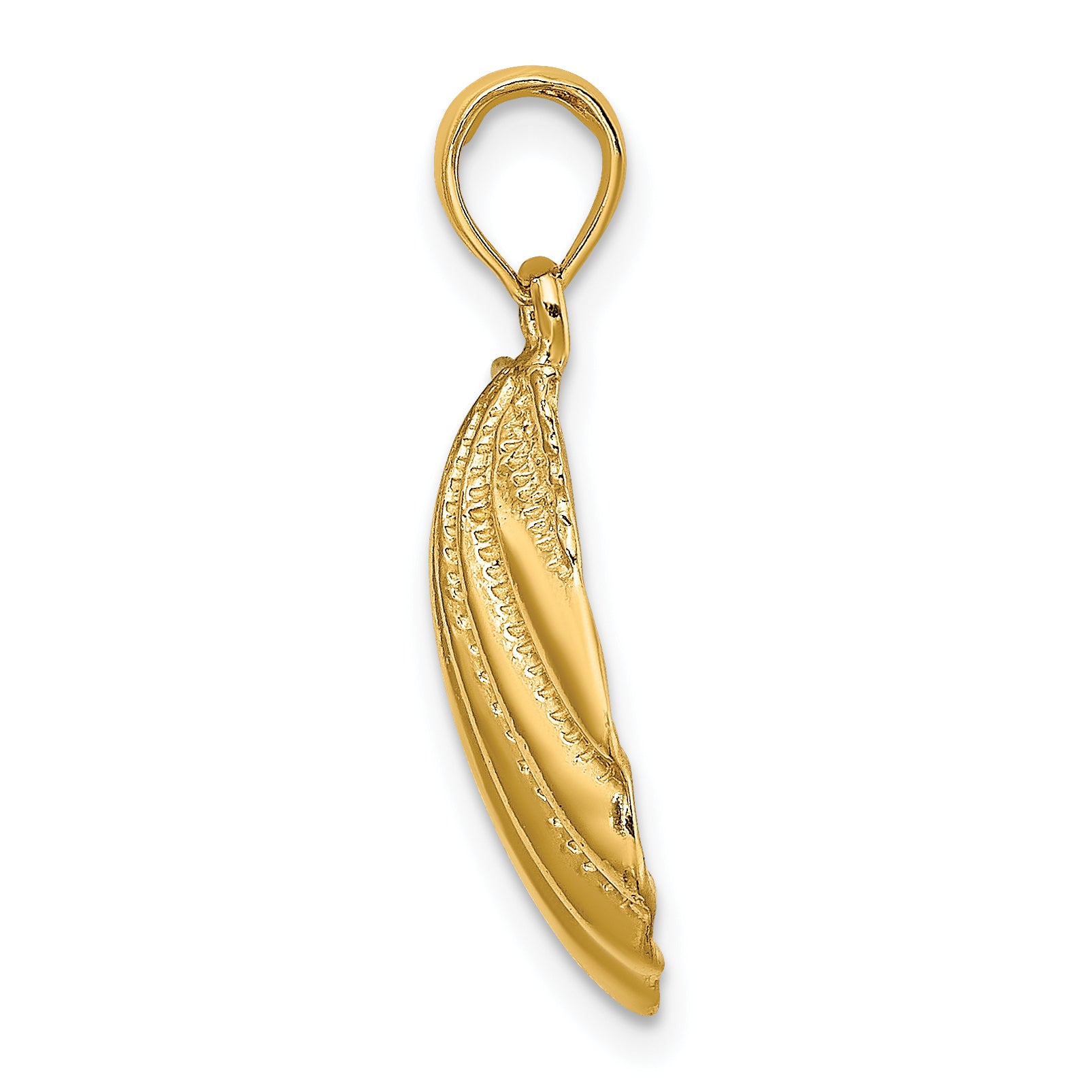 14K Textured Scallop Shell Charm