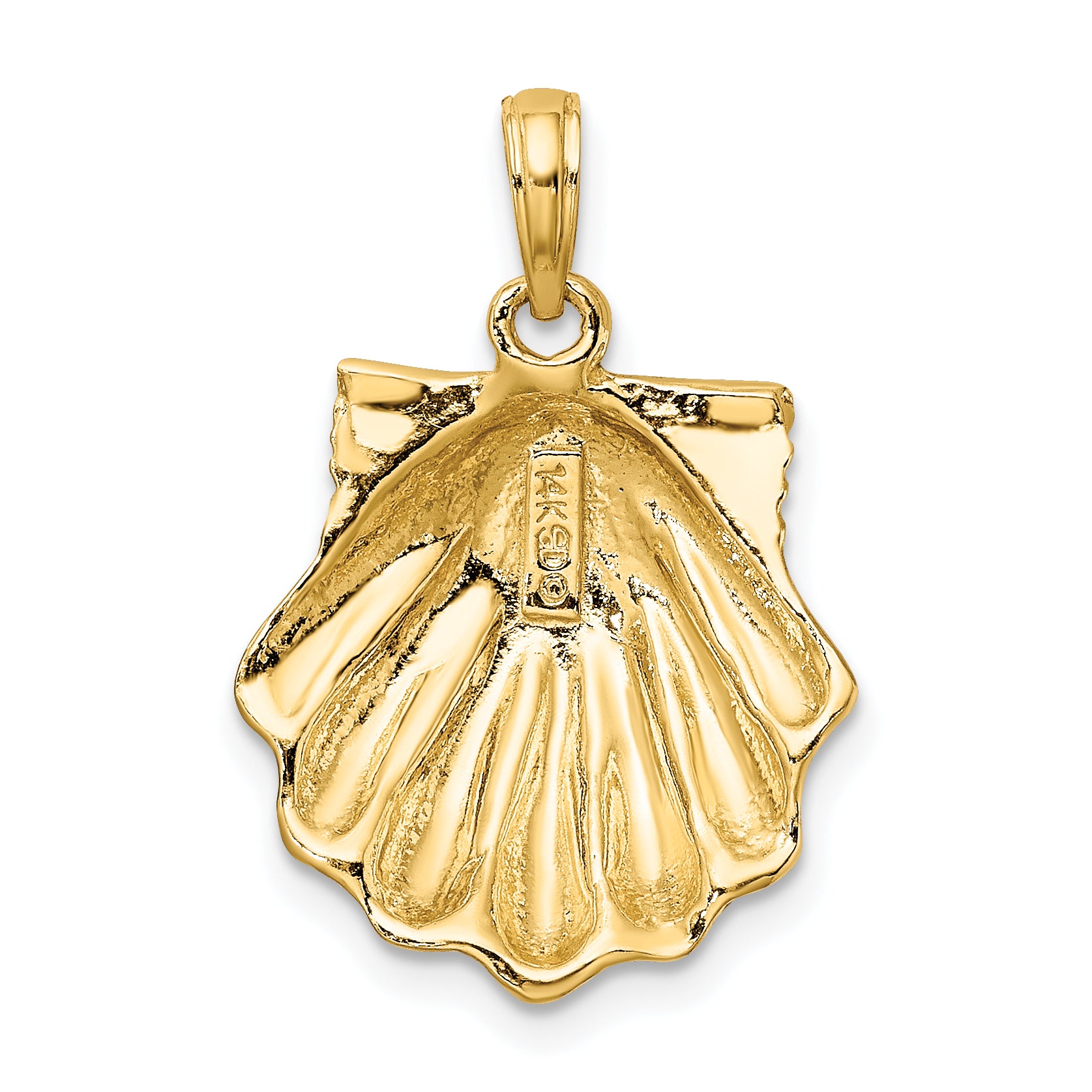 14K Textured Scallop Shell Charm