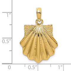 14K Textured Scallop Shell Charm