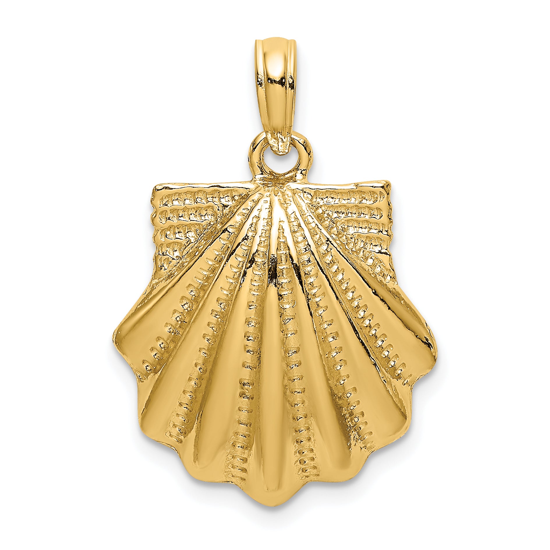 14K Textured Scallop Shell Charm