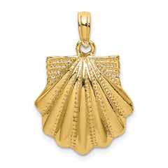 14K Textured Scallop Shell Charm