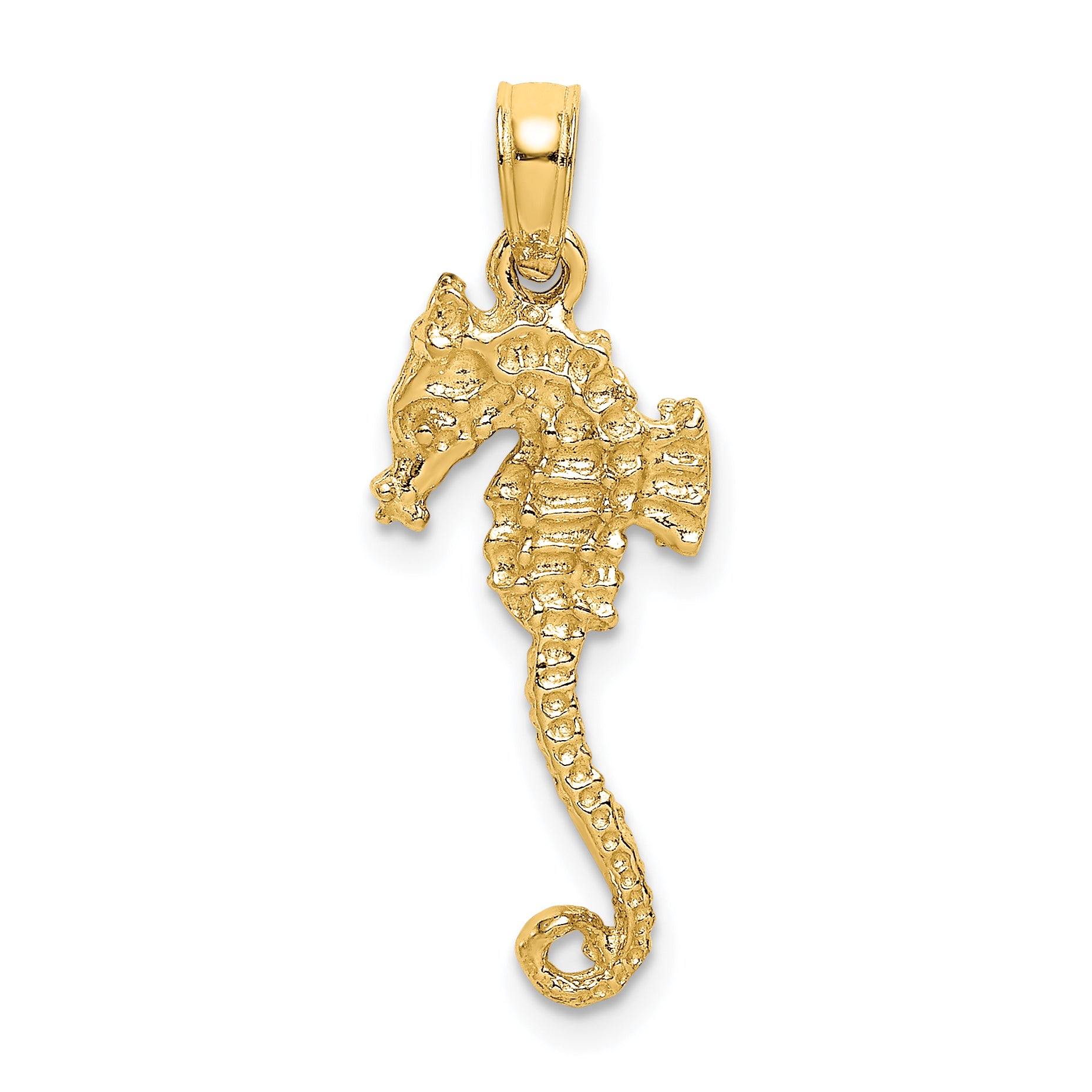 14K 3-D Textured Seahorse with Tail Charm Main image