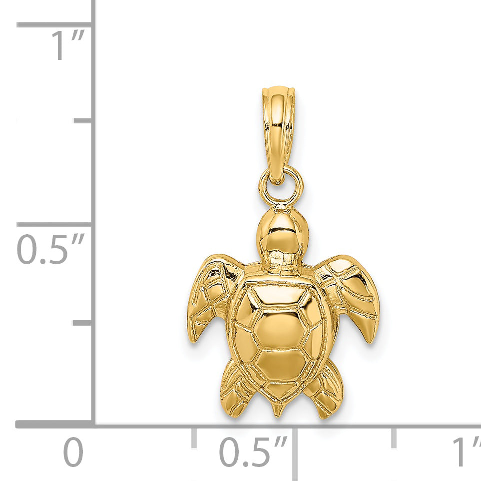 14K Textured Sea Turtle Charm