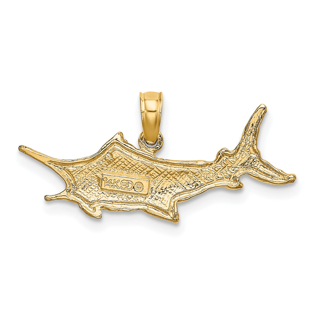 14K Textured 2-D Marlin Fish Charm