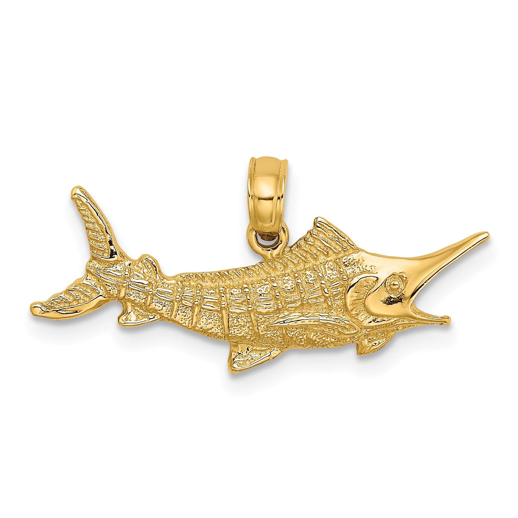 14K Textured 2-D Marlin Fish Charm Main image
