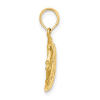 14K Polished  Engraved Fish Charm